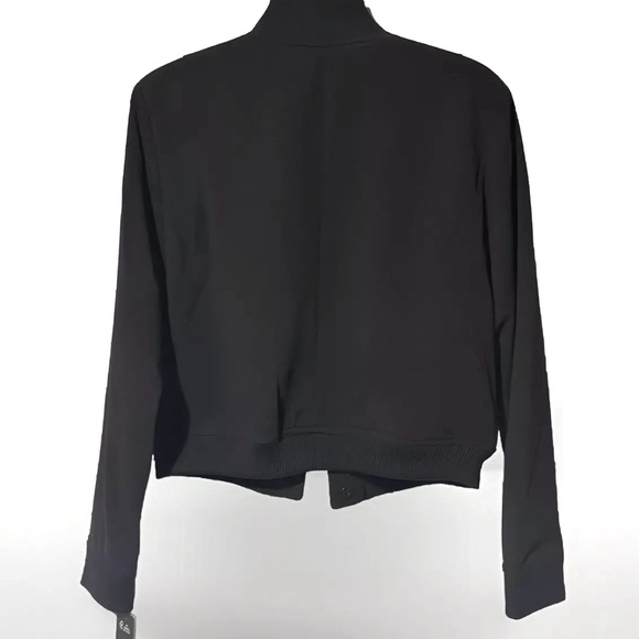 Karl Lagerfeld Paris Cropped Bomber Black Jacket Size 8 - Picture 3 of 7